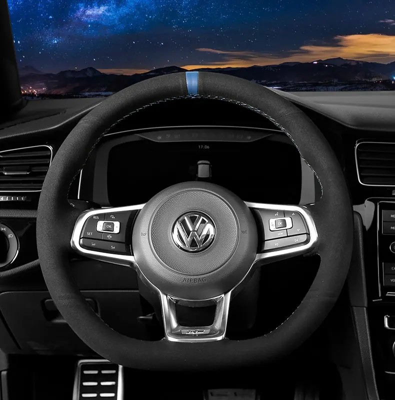 For Volkswagen Golf 7/7.5 rline/gti DIY custom leather suede steering wheel cover auto parts wheel cover