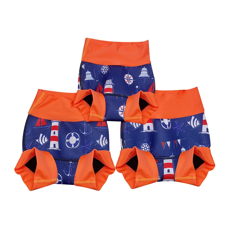 Happyflute New Swimming Trunks Swimming Pool Training High Waist Pants Cartoon Printed Baby Swimming Diapers Wholesale