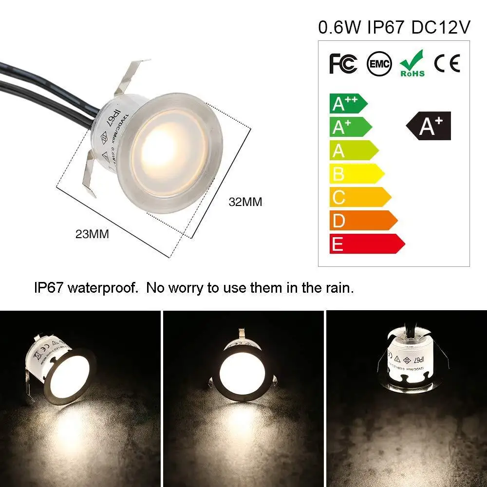 10PCS 6W SMD2835 500LM 32mm LED Deck Lights Outdoor Garden Pathway Decor Underground light Waterproof IP67 AC85-265V