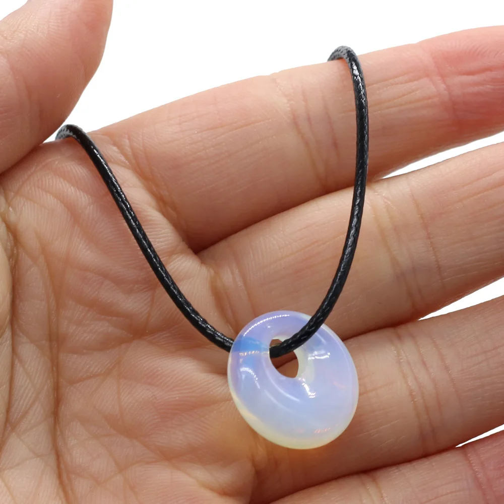 Trendy Natural Stone Rose Pink Quartz Necklace Big Hole Beads Charms Pendant Choker Lapis Lazuli Necklaces for Women Men Jewelry - Image 2