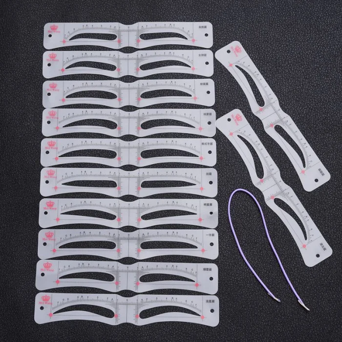 12pcs silicone eyebrow stencils makeup eyebrow drawing guide card template DIY tools accessories