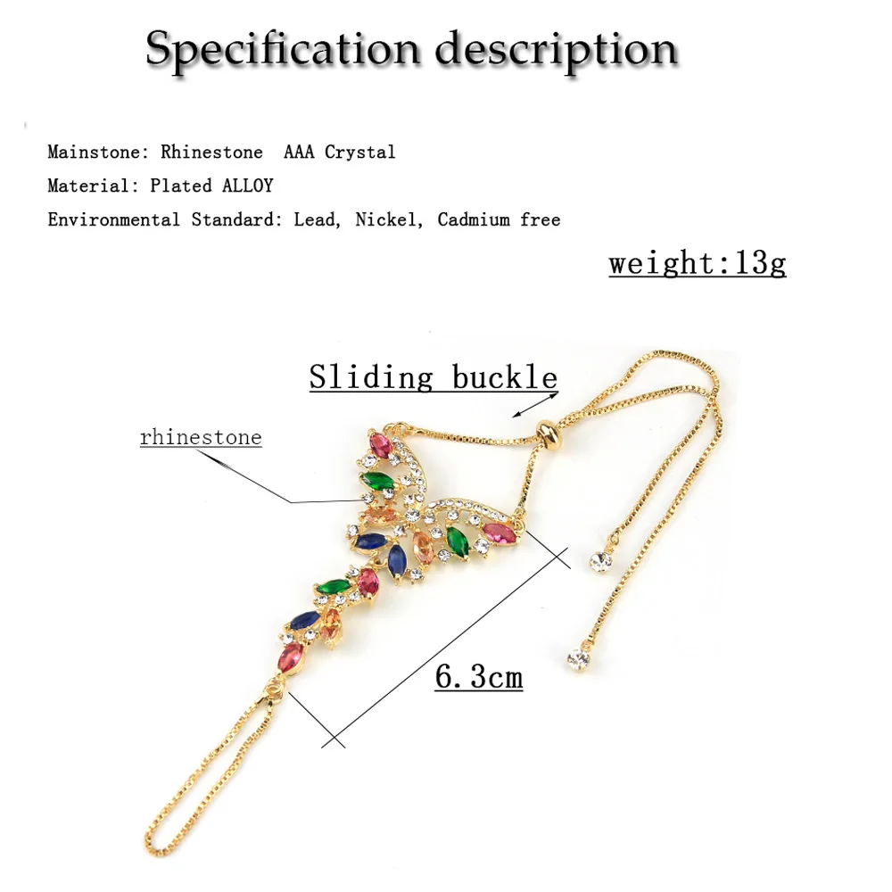 Sunspicems 2021 Morocco Gold Color Colorful Zircon Bracelet For Women Indian Wedding Jewelry Party Crystal Gift