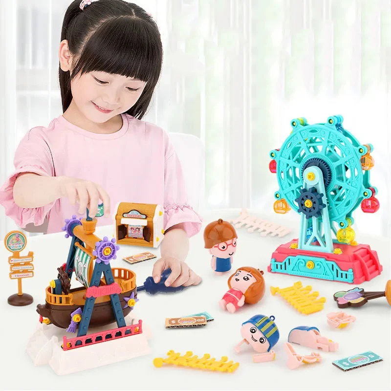 DIY Screw Disassembly Building Block Toys Creative Assembly Children's Educational Ferris Wheel Carousel Block Toy For Children