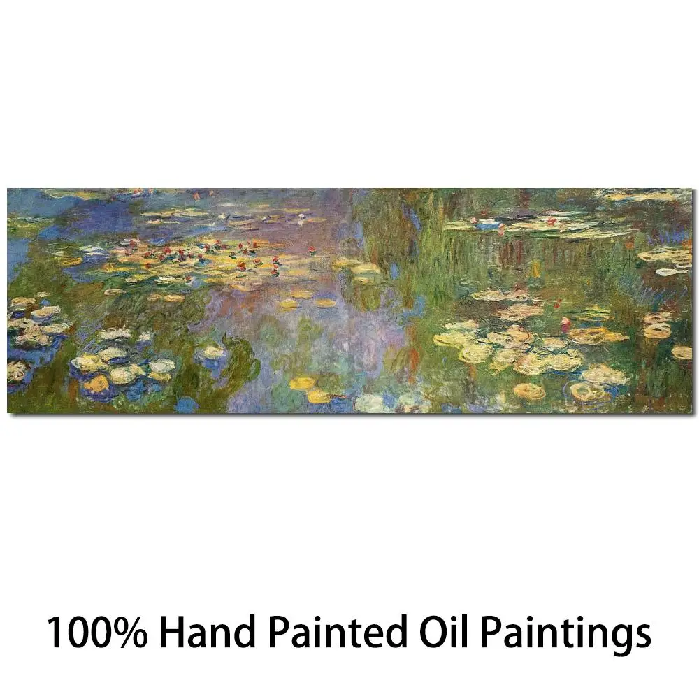 Large Impressionist Art Water Lilies Famous Claude Monet Oil Painting Handmade Canvas Artwork Living Room Wall Decor Quality