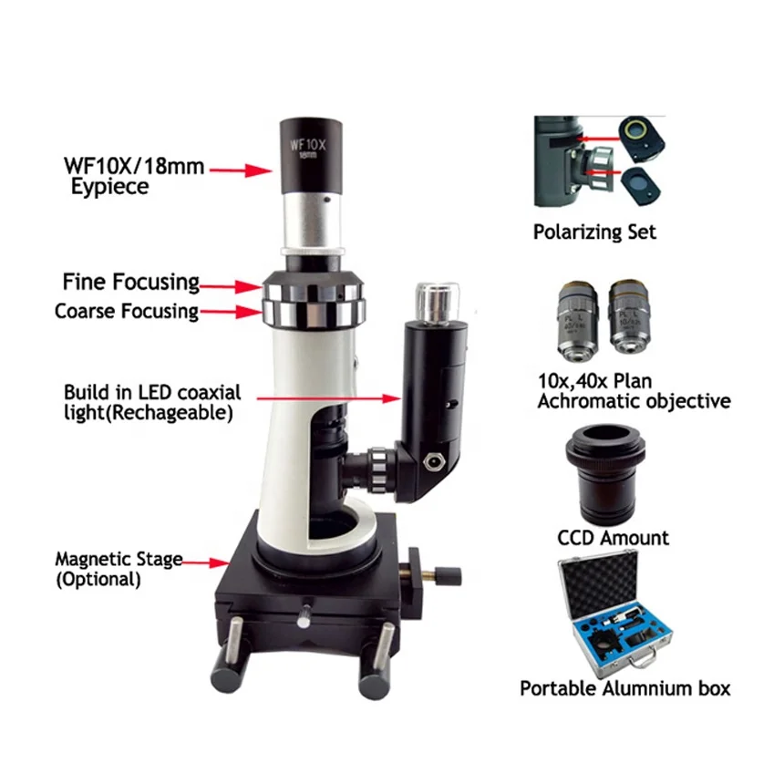FD34X4 100X - 400X Mini microscopio metallurgico portatile digitale