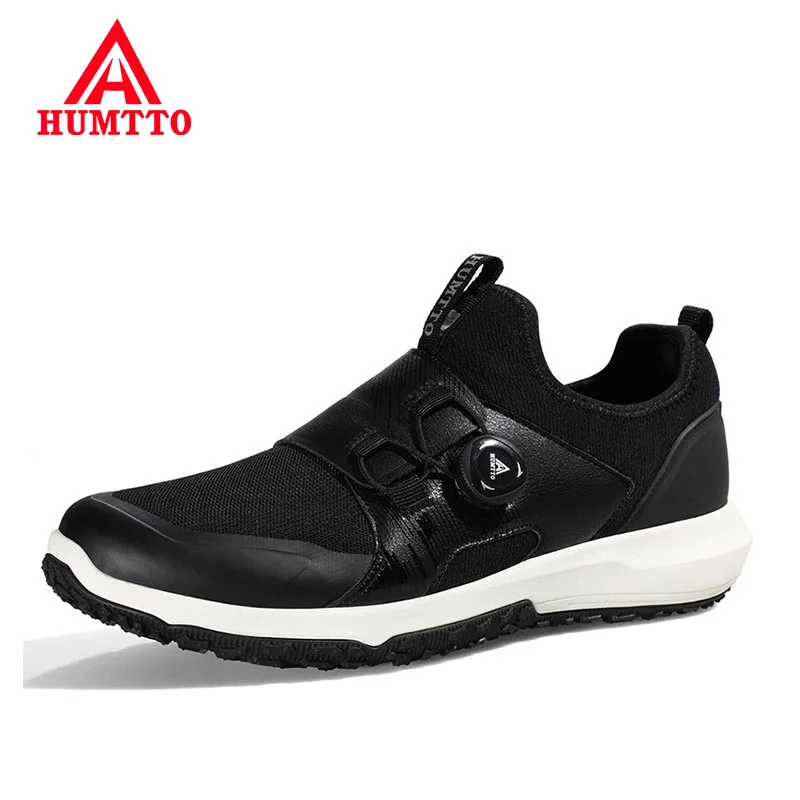 HUMTTO Brand Sneakers for Men 2021 Breathable Leather Sport Casual Black Man Shoes Waterproof Luxury Designer Walking Shoes Mens