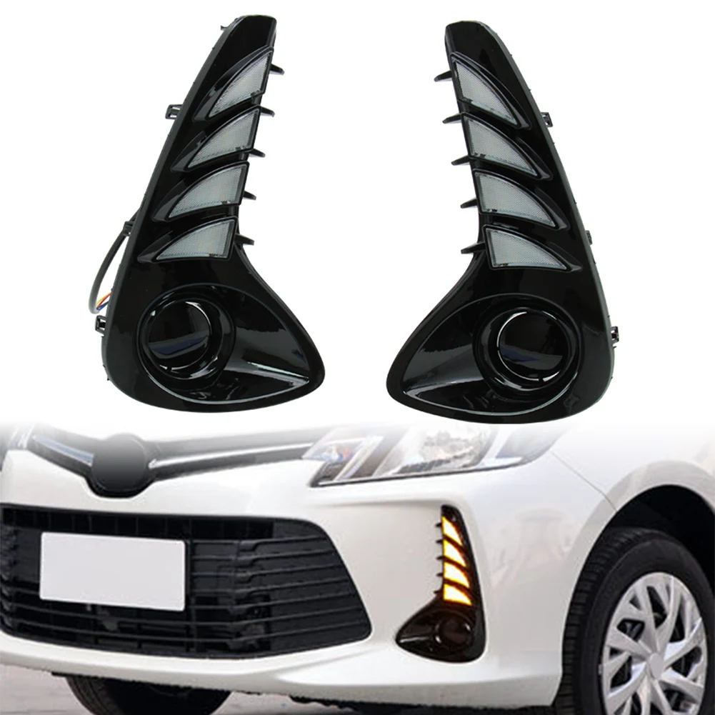 1Pair Car Front Bumper Turn Signal Light For Toyota VIOS 2020 2021 LED Daytime Running Lights DRL