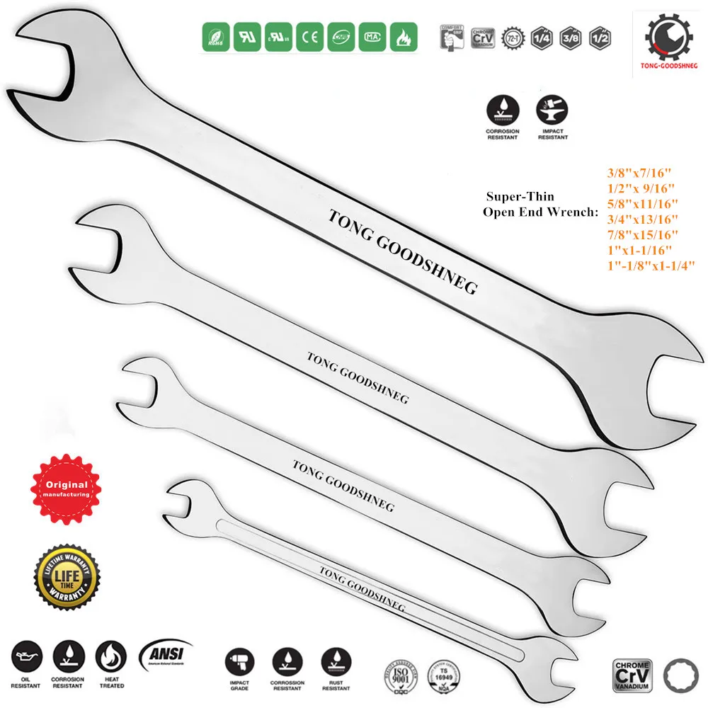 Super-Thin 3mm Open End Wrench,1/2