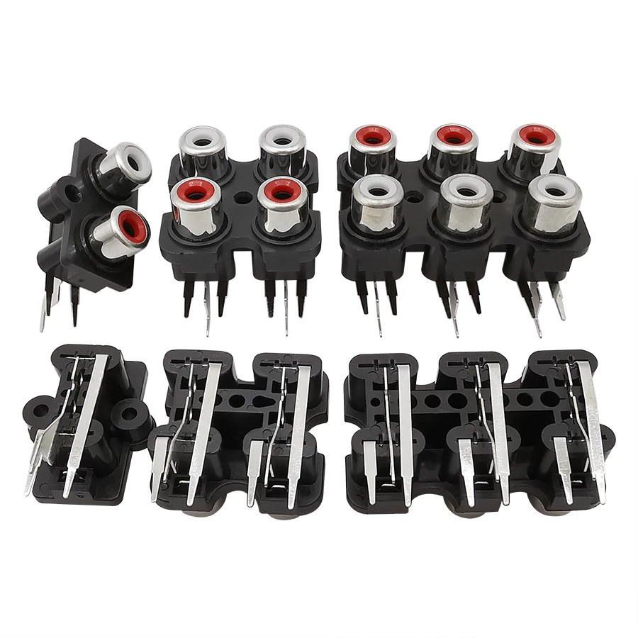 2Pcs 2 Pin 4 Pin 6 Pin RCA Buchse Stecker Lotus Reihe Verstärker Interface AV Audio Video eingang