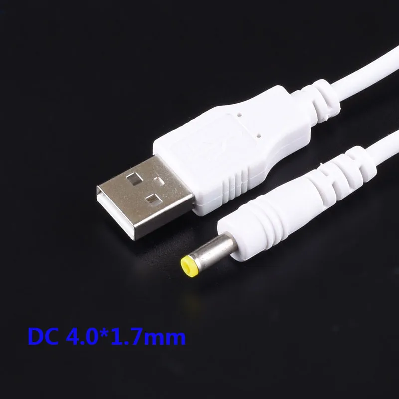 DC Power Plug USB Convert To 4.0*1.7mm/DC 4.0x1.7 White Black L Shape Right Angle Jack With Cord Connector Cable