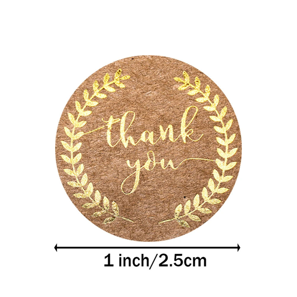 500 Pcs Round Thank You Kraft Stickers 1 Inch Gold Labels Wedding Pretty Gift Cards Envelope Sealing Label Stationery Stickers