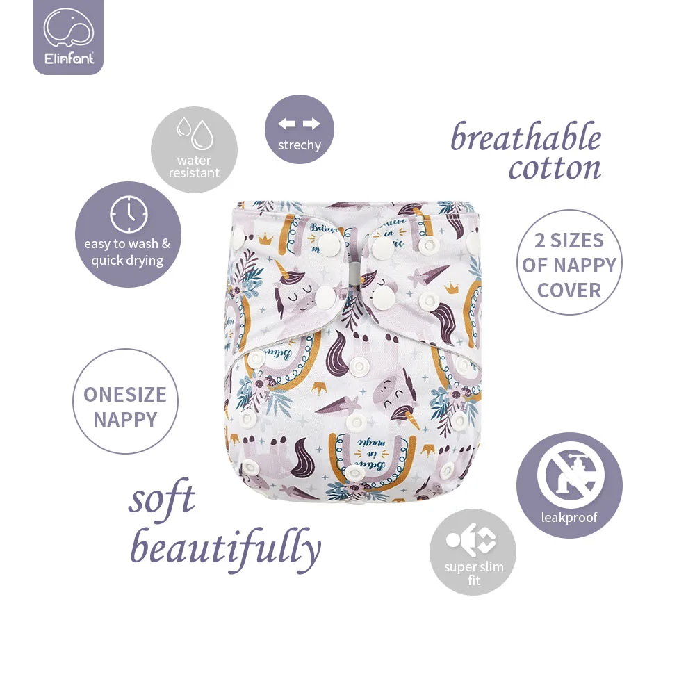 Elinfant 1Pcs New Arrival Suede Cloth Dry Fast New Design Washable Adjustable Reusable Baby Cloth Pocket Diaper For 3-15kg Baby