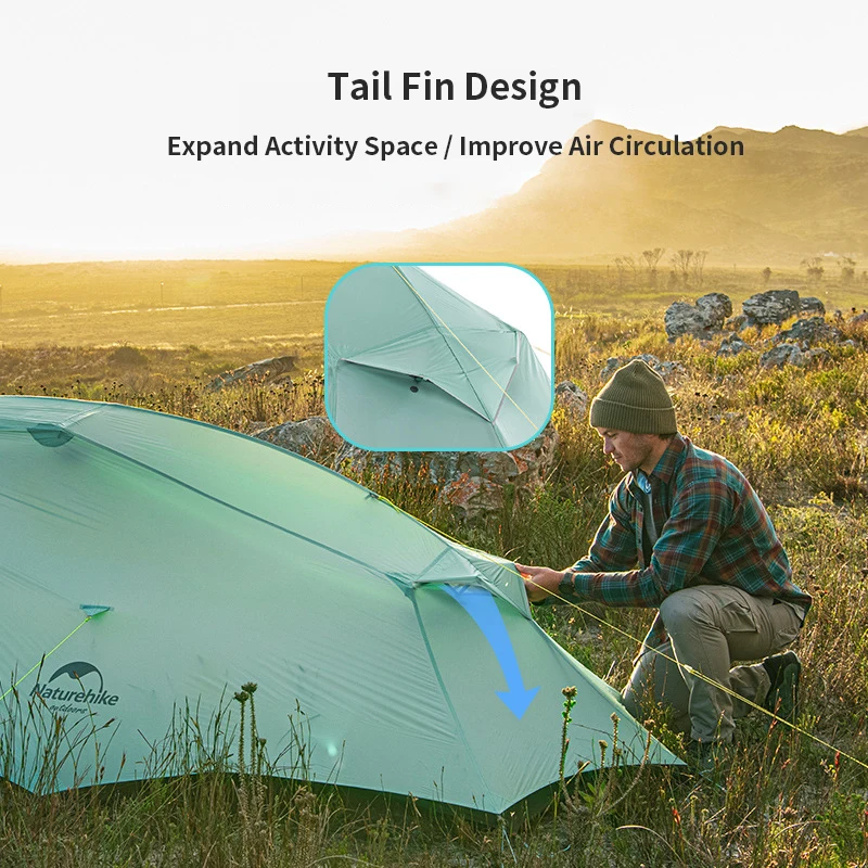 Naturehike Ultralight 2-osobowy namiot kempingowy 20D Nylon wodoodporna na zewnątrz duża przestrzeń wiatroszczelna 3 sezony namiot