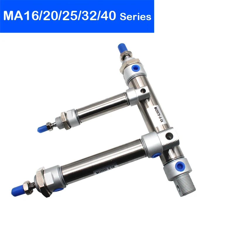 MA16/20/25/32/40 Stainless Steel Double Acting Mini Pneumatic Cylinder 25 To 500 mm Stroke Air Pressure Cylinder image 2