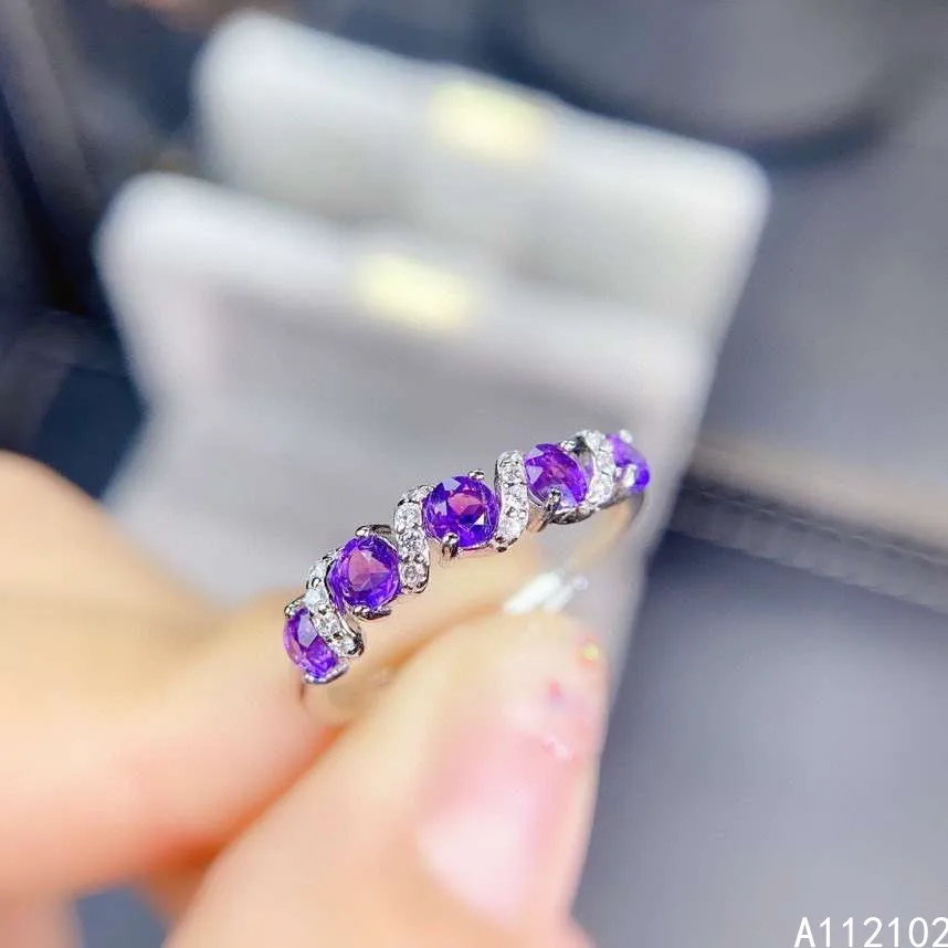 

KJJEAXCMY fine jewelry 925 sterling silver inlaid Amethyst popular girl new ring support test Chinese style hot selling