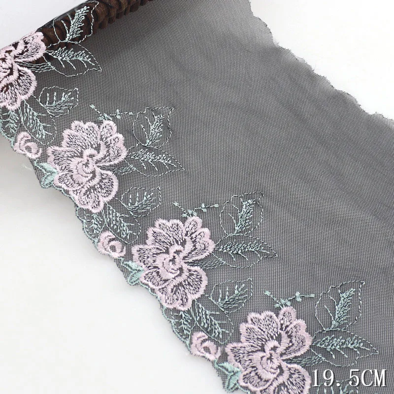

20/24Yds роза с цветочной вышивкой сетка с кружевной отделкой из черного тюля куклы бюстгальтер нижнее белье швейная Материал высокое качество