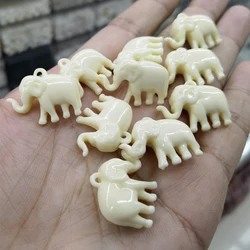 5pcs White Artificial Coral Elephant Pendant Beads For Necklace Jewelry Making 23x18mm Loose Bead Pendants DIY Bracelet Earring