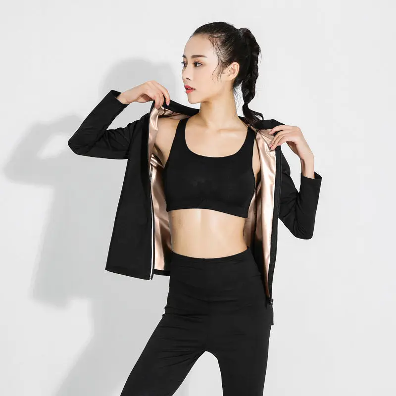 Women Running Sets Burn Belly Fat Compriession  Women Waist Trainer Sauna Suit Sets Sauna Pant And Top Skinny Sport Bodysuit