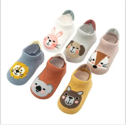 3Pairs spring and summer new three-dimensional cartoon low-cut child trampoline socks big heel non-slip floor boat socks