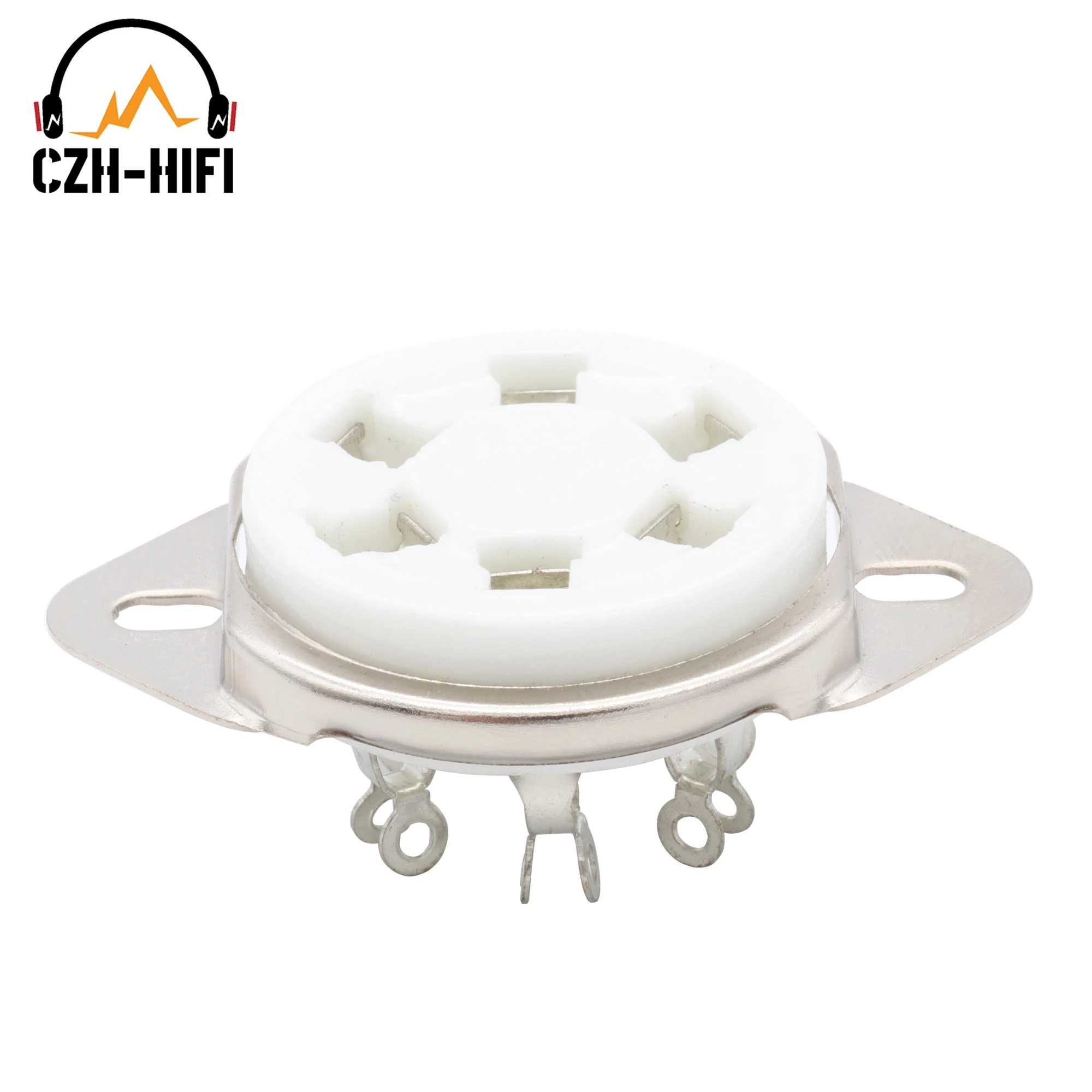 6pin U6A Tube Socket Ceramic Valve Base Power Lamp Jack For 2A5 6C6 6D6 KR43 KR49 VT57 VT58 Chassis Bottom Mount DIY HiFi