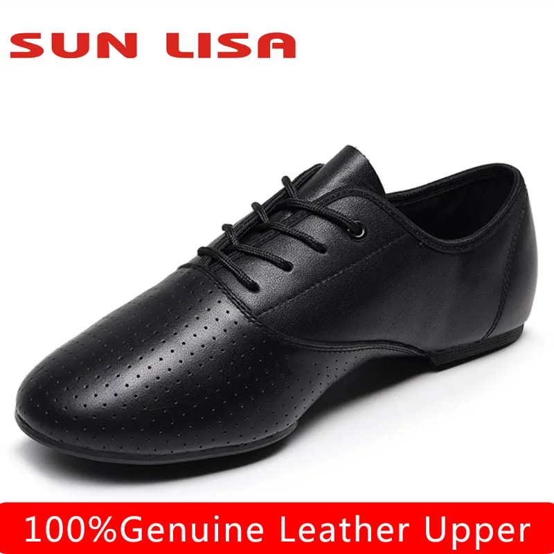 

SUN LISA 100% Genuine Leather Jazz Dance Shoes for Women Men Children Split Leather Sole Dance Sneakers Yoga Dancing Shoes