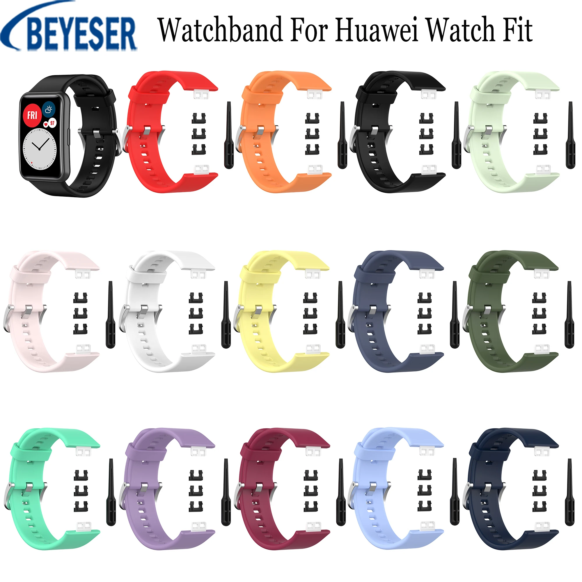 

Silicone Strap Watchbands For Huawei Watch Fit Smart Watch Sport Strap Wristband Replacement Bracelet For Huawei fit Accessories