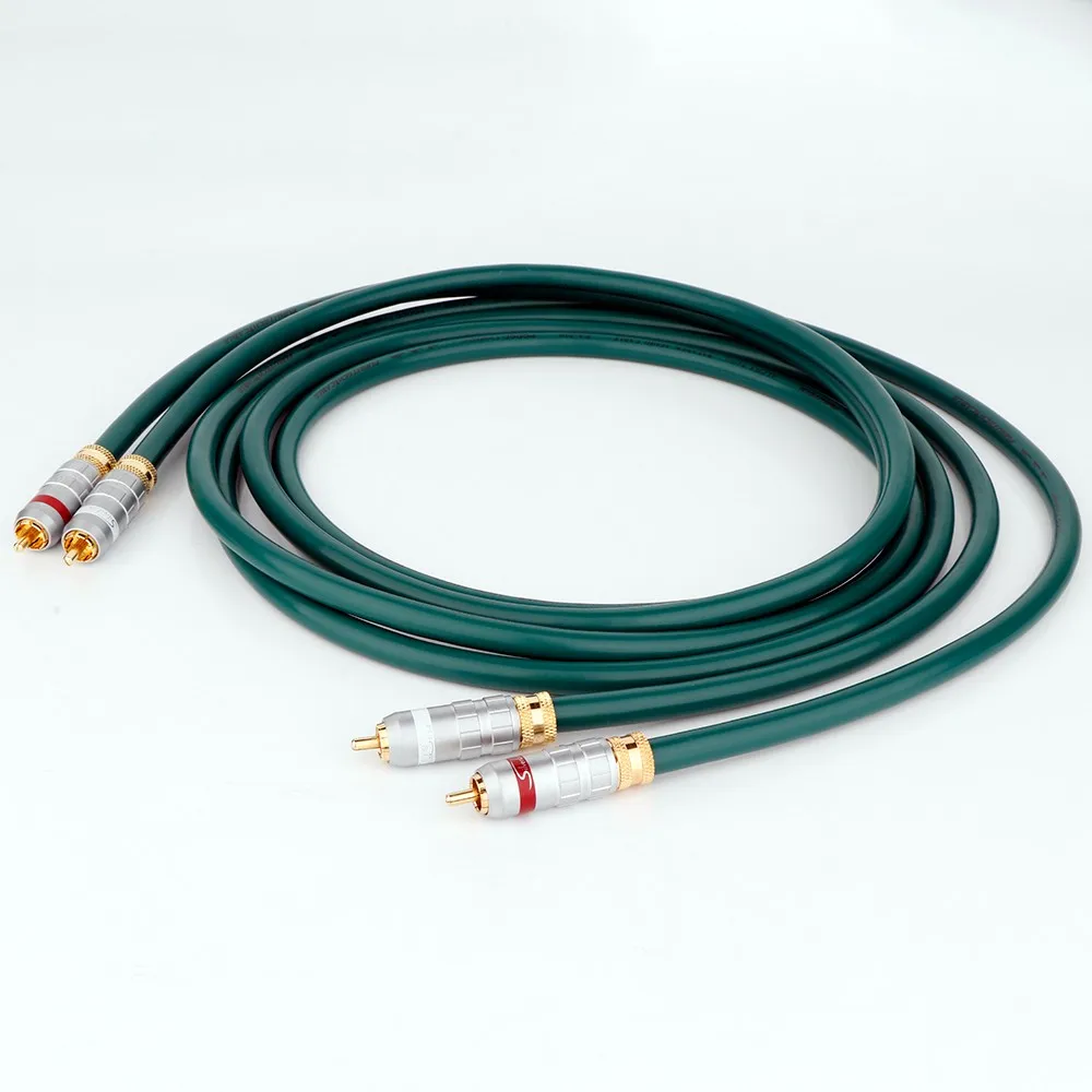 1 Paar PCOCC-Einzelkristall-Kupfer-Audio-RCA-Kabel, dicker und sanfter Klang, transparente und feuchte Textur für verbessertes Audiosystem