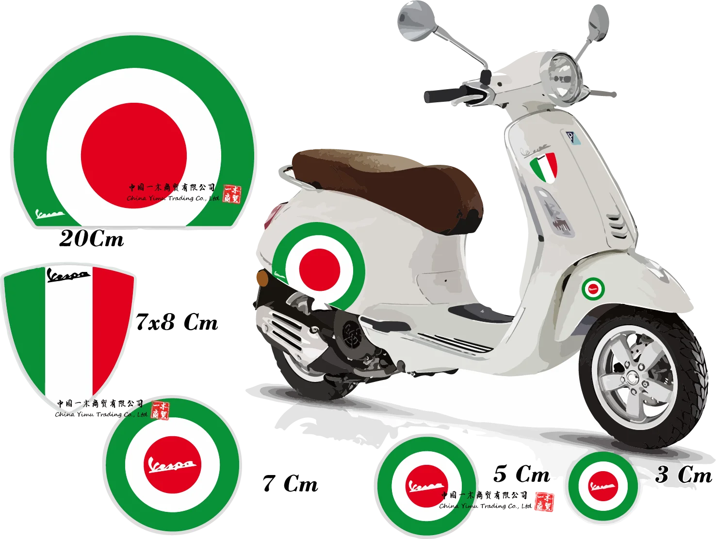 Pegatinas adhesivas para motocicleta, calcomanías para GamesMonkey, Vespa, Piaggio, Vespa, Banderas, Italia, Rueda