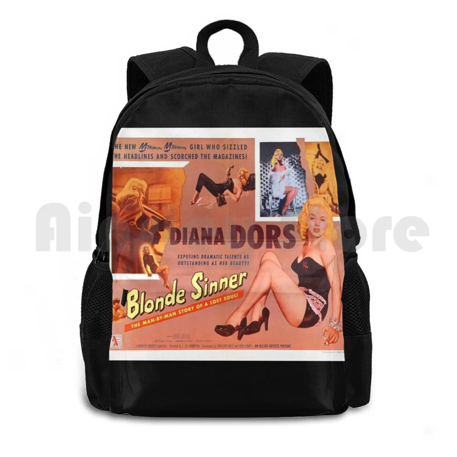 Vintage Movie-Blonde Sinner Outdoor Hiking Backpack Waterproof Camping Travel Vintage Movie Old Movie Retro B Movies Vintage