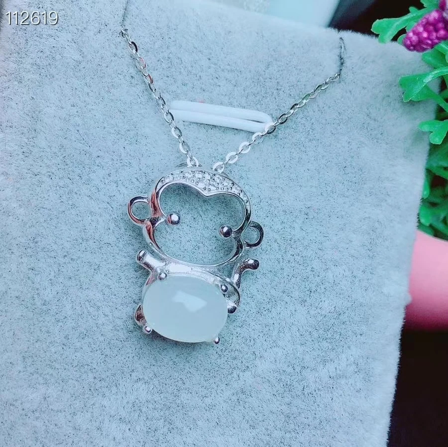 KJJEAXCMY fine jewelry natural white jade 925 sterling silver new women pendant necklace support test luxury fashion