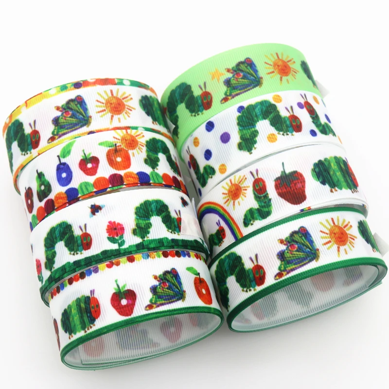 DUWES 50yards Hungry caterpillar Printed Grosgrain Ribbon Accessory Hairbow Headwear Decoration DIY Wholesale OEM D1463