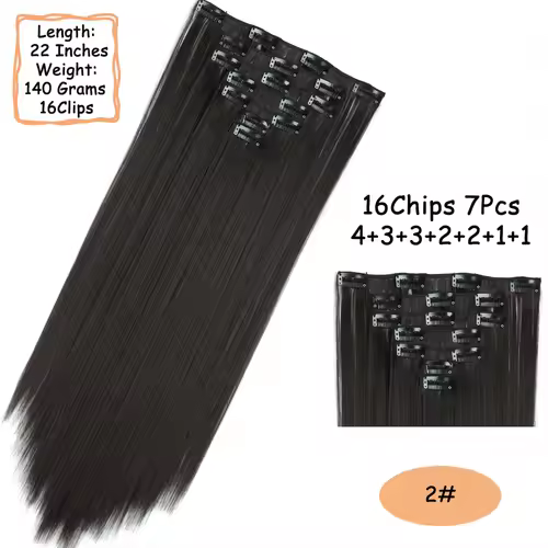 NICESY 16Clips Synthetic 24Inch Long Curly Hair Hairpiece Heat Resistant Hair Extension Clips In Ombre Black Brown Blond Women - Image 12