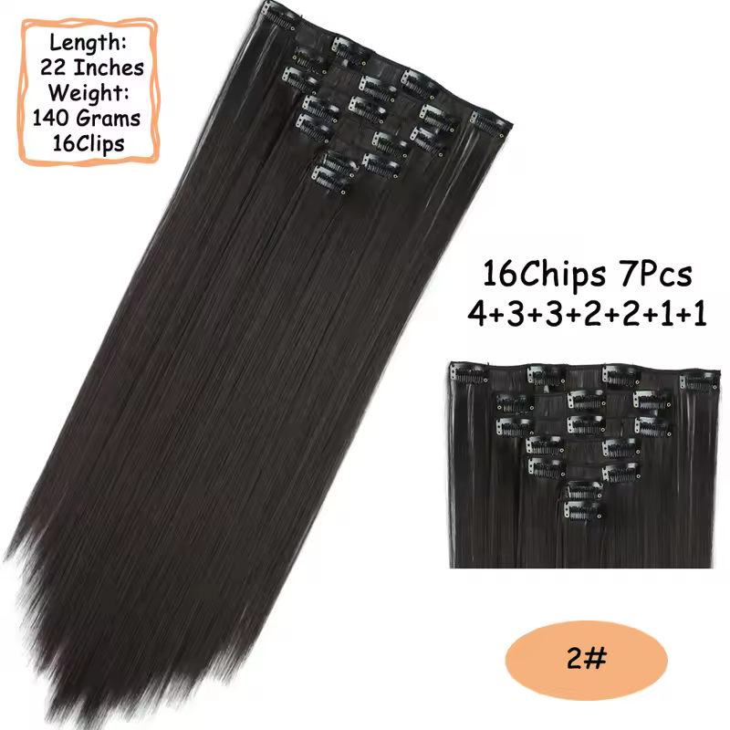 NICESY 16Clips Synthetic 24Inch Long Curly Hair Hairpiece Heat Resistant Hair Extension Clips In Ombre Black Brown Blond Women - Image 12