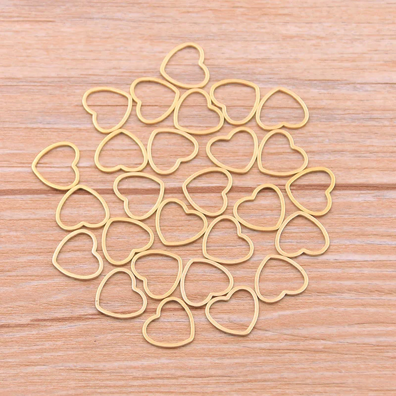 10pcs 3 Size Heart Charm Gold Color Stainless Steel Pendant Open Bezels Hollow Pressed Resin Frame Mold Bezel DIY Jewelry Making