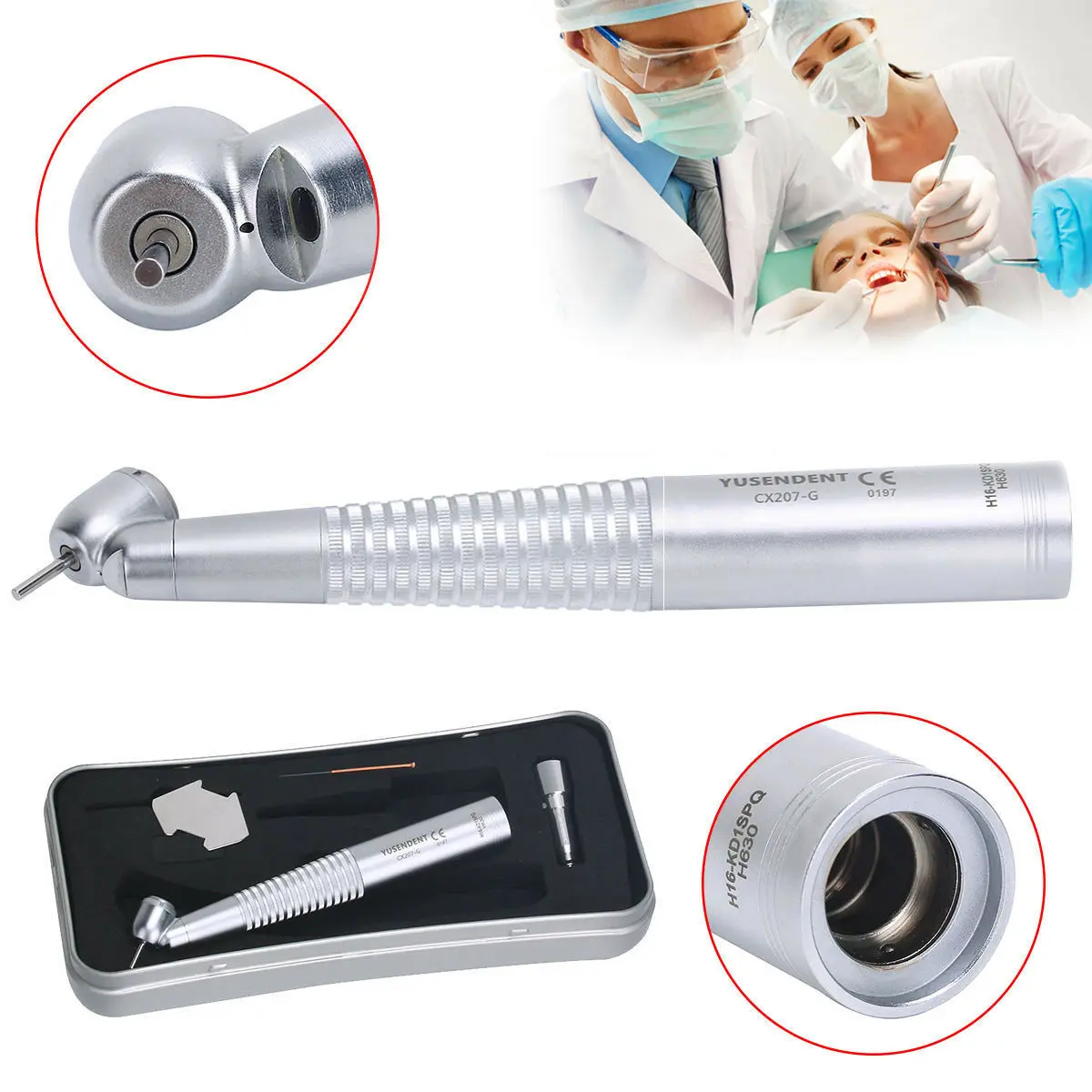 Dental 45 Degree Surgical High Speed Fiber Optic Handpiece Push Button Turbine Fit Quick Coupler