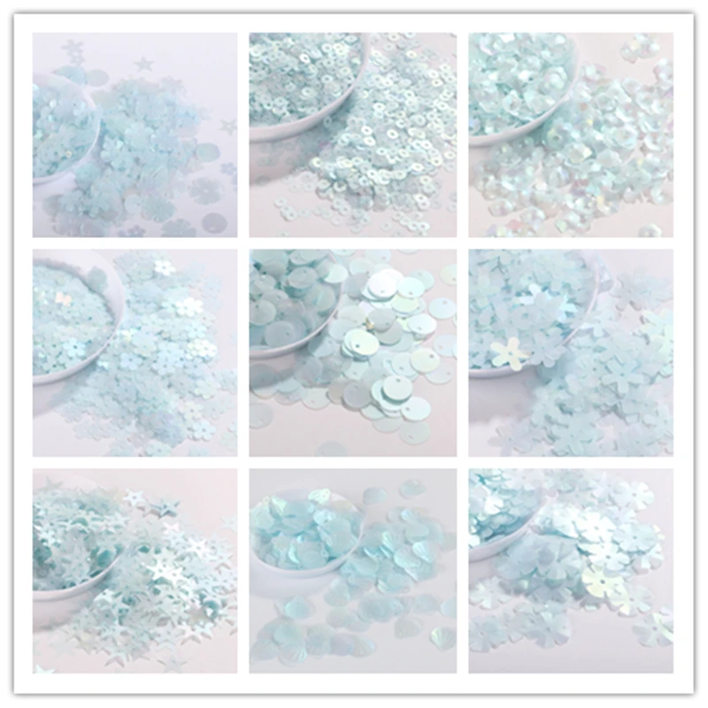 10g Matte Light blue Sequin Flower Plum Star Shell Shape Sequins Paillettes Wedding Confetti DIY Handcraft Sewing Accessories
