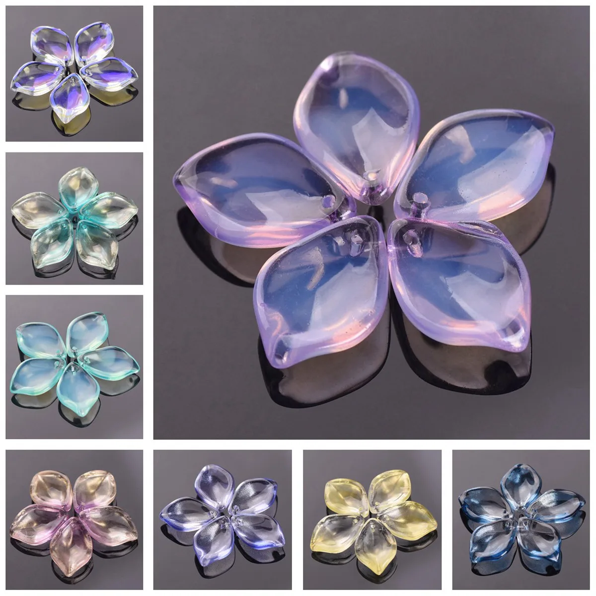 10pcs 19x13mm Petal Shape Crystal Glass Loose Crafts Beads Top Drilled Pendants for Earring Jewelry Making DIY Crafts