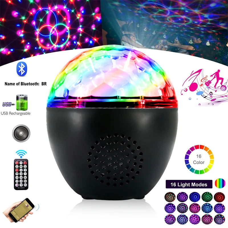 7/15 Colors Sound Activated Rotating Disco Ball Bulb DJ Party Lights Stage Light With Remote Control Party Lights 100-240V