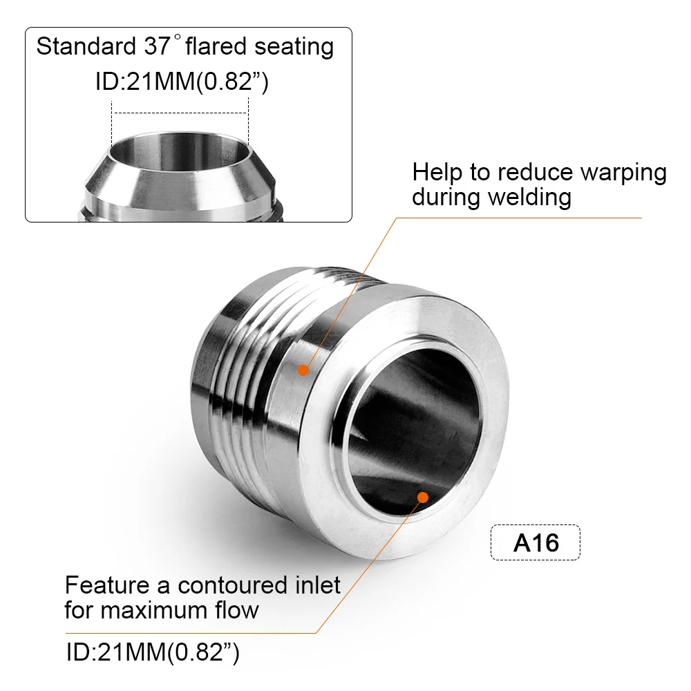 1PCS AN6 AN8 AN10 AN12 AN16 AN20 Weld Bung Nitrous Hose Fitting Male Billet Stainless Steel Straight Male Weld Fitting Adapter