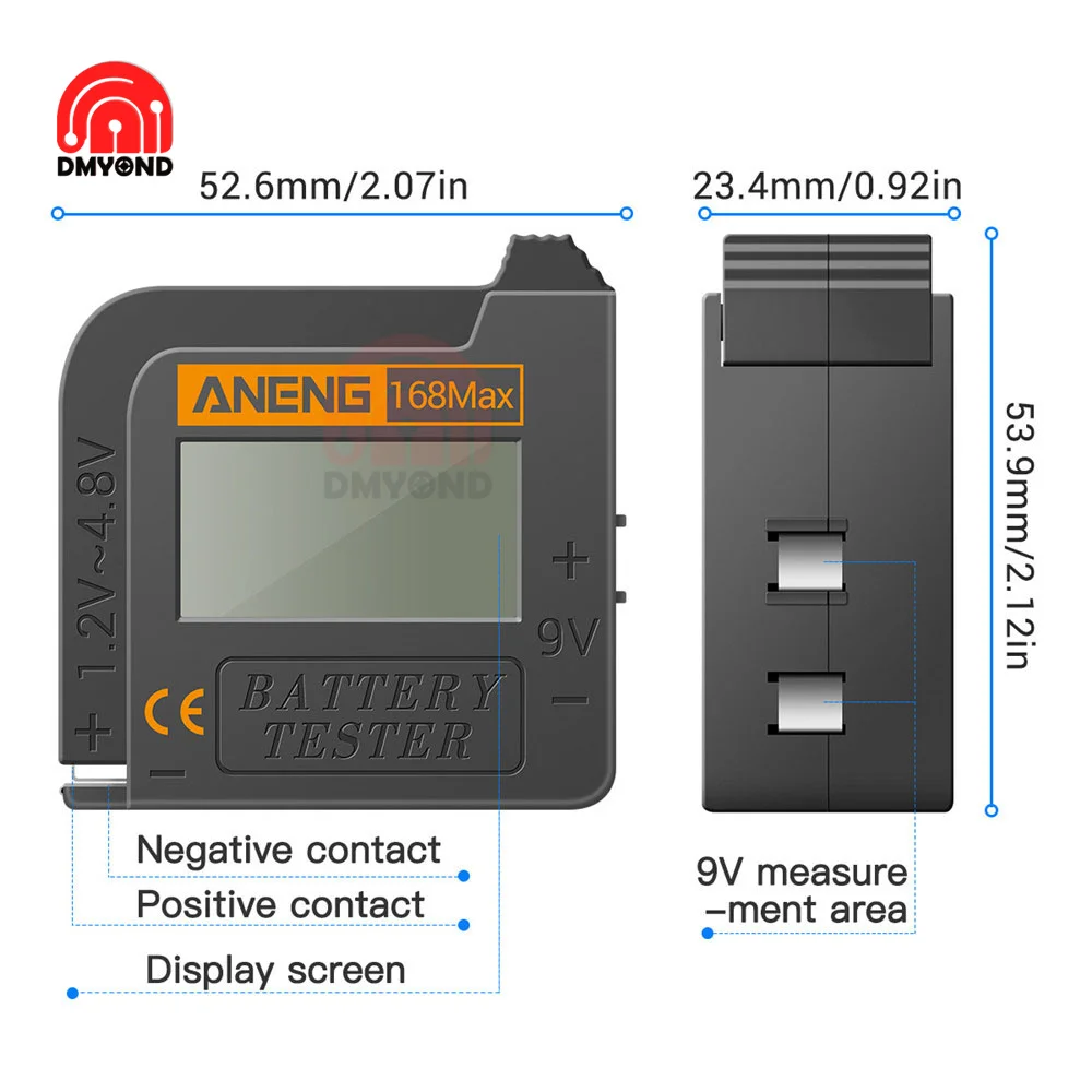 ANENG-Testeur de capacité de batterie au lithium numérique, outil de diagnostic, tension de batterie LCD, 168Max