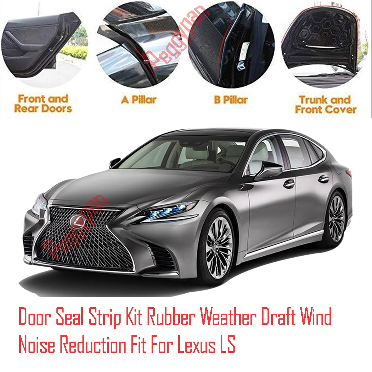 

Door Seal Strip Kit Self Adhesive Window Engine Cover Soundproof Rubber Weather Draft Wind Noise Reduction Fit For Lexus LS