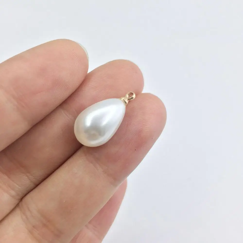 Eruifa 20pcs 16*10mm Cream Tear Plastic Pearl Beads Charms Pendant Jewelry DIY Earring Necklace