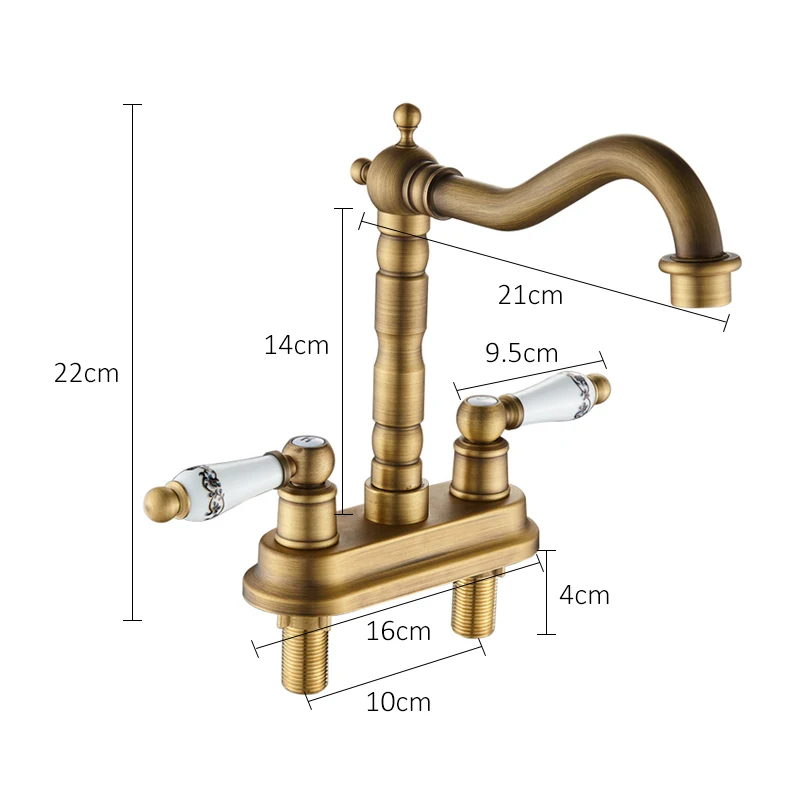 Double Handle Double Hole Bathroom Basin Faucet Antique Bronze American Standard Size Mixer Tap EL1201