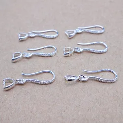 10PCS Genuine 925 Sterling Silver Frosted Women's Ear Hook Earrings Blank Base DIY Jewelry Making Result Accessory Accessories