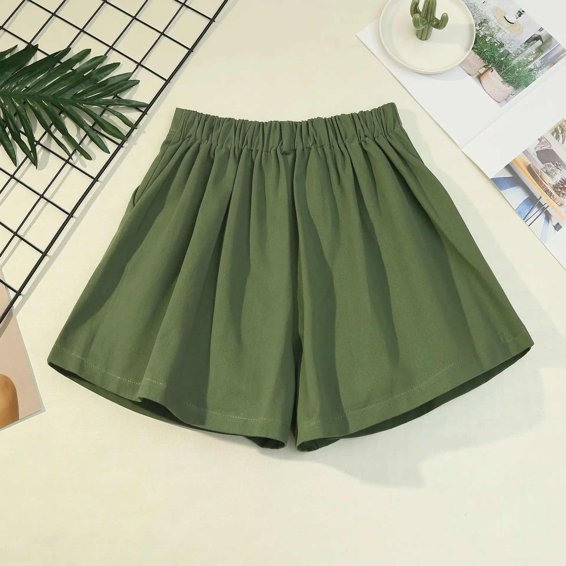 2021 Summer Cotton Solid Hot Shorts Women All-match Wide Leg Short Ladies Sexy Causal Loose Shorts Elegant Simple Basic Shorts