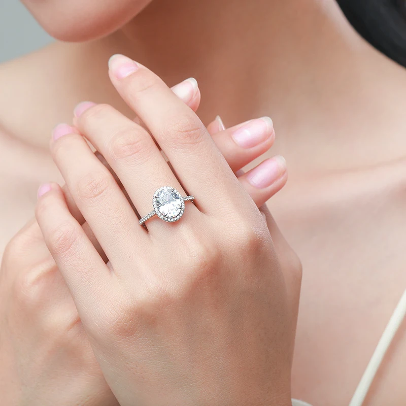 Ailmay New Style Fashion Generous 925 Sterling Silver Sparklin AAAAA CZ Finger Ring For Women Luxury Romantic Wedding Jewelry