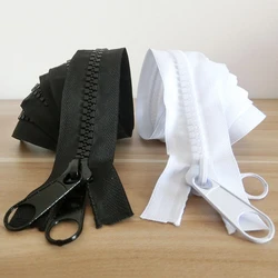 Resin Zippers 100/150/200/300/500cm White Zipper Open-end Tail Double Side Slider Lock for Apparel Sewing Coat Tent Black Zipper