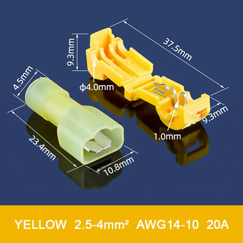 T Tap Type Electrical Connector Fast Wire Terminal Splice and Insulated Male Female for Car Connecting Line