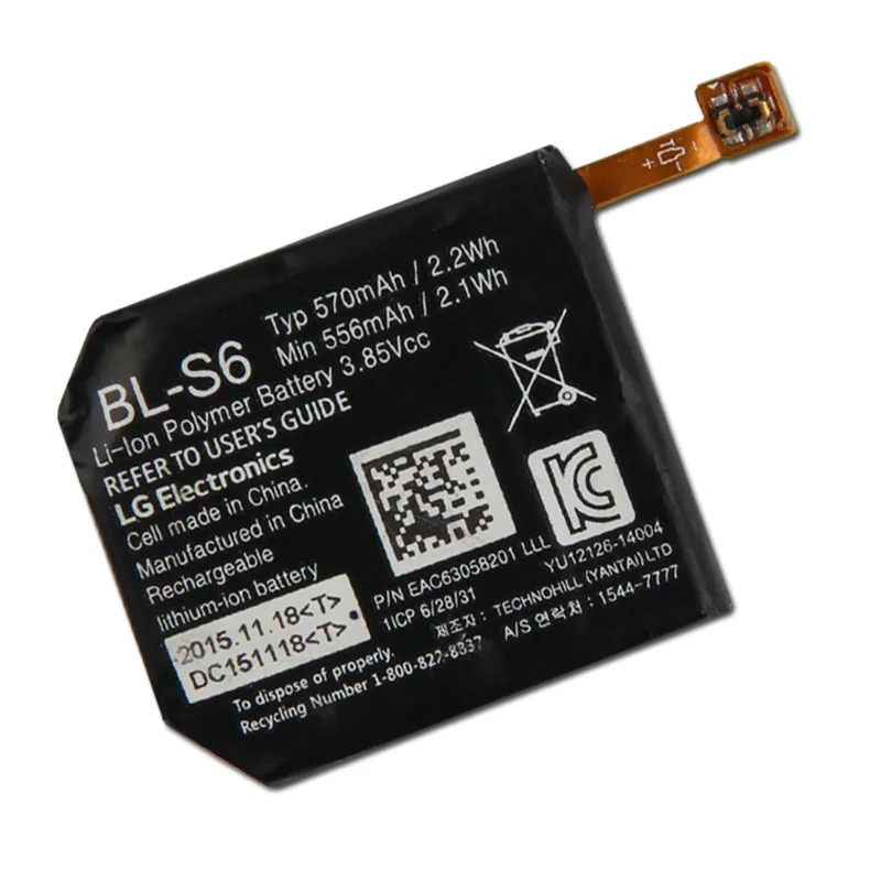 بطارية بديلة BL-S6 لساعة LG Watch Urbane 2nd Edition LTE W200 W200A بطارية ساعة 570 مللي أمبير في الساعة