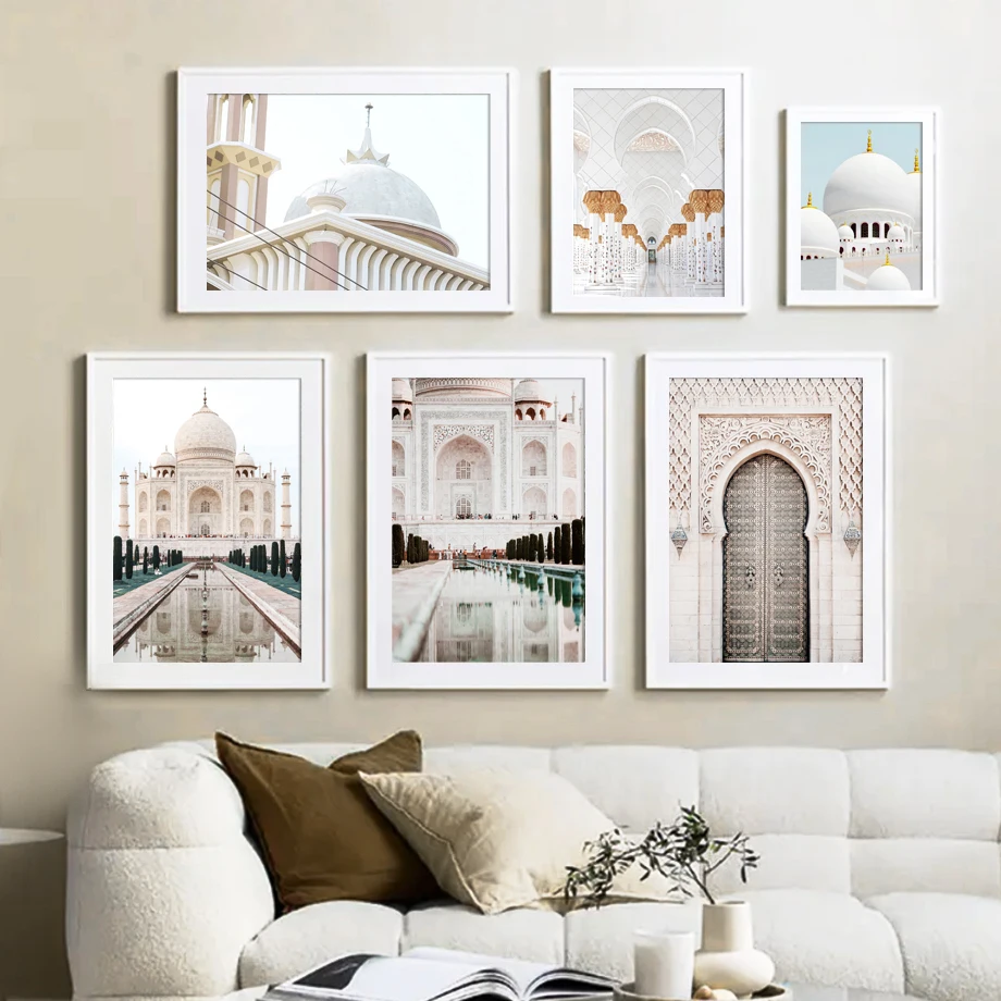 Taj Mahal Islamic Architecture Morocco Door Gallery Canvas Painting Paper Nordic Posters Prints Art Wall Pictures Bedroom Decor